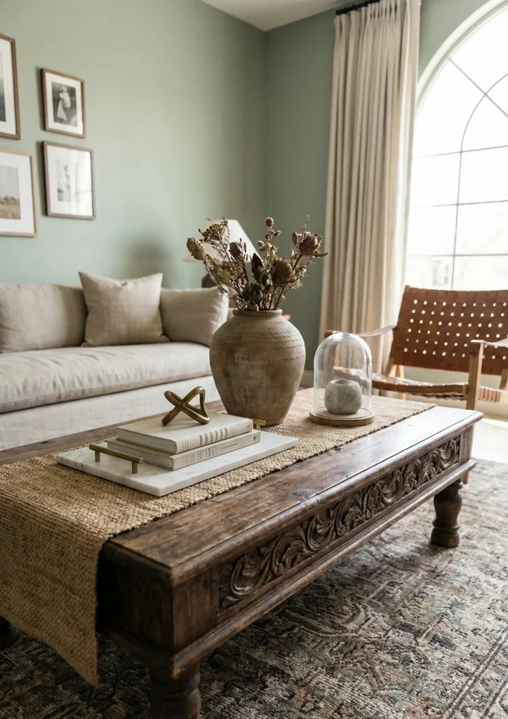 Coffee Table Styled with Mixed Materials