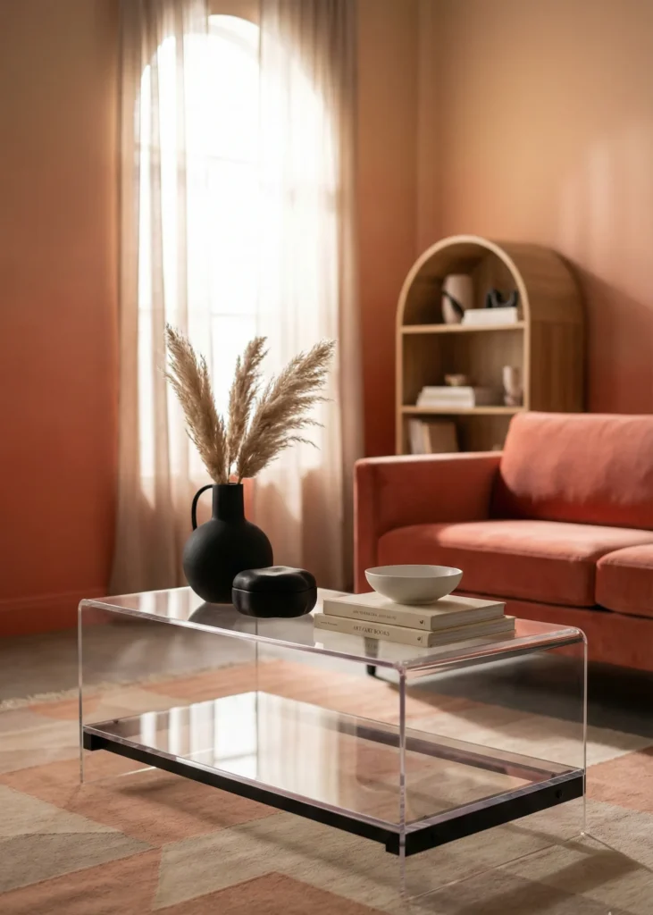 Coffee Table with Matte Black Accents