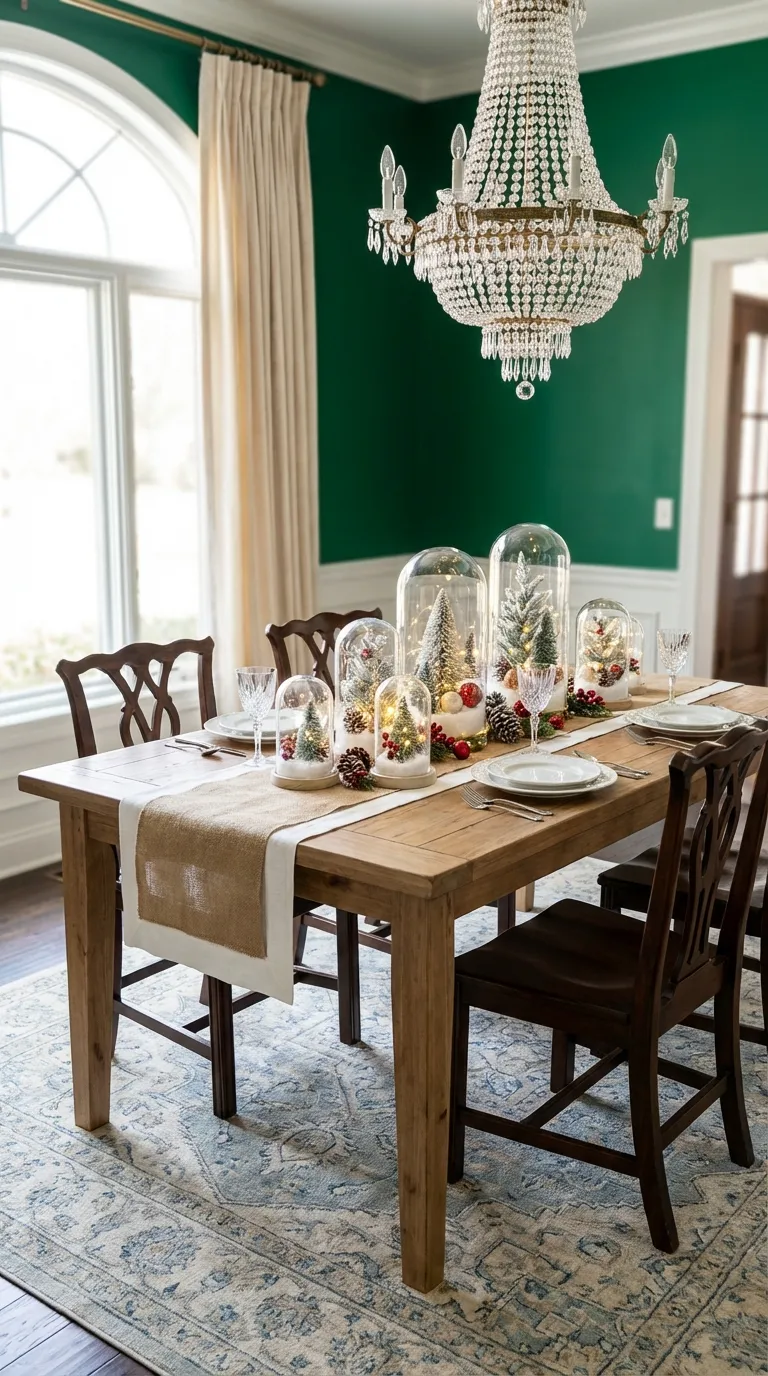 Glass Cloche Winter Centerpiece