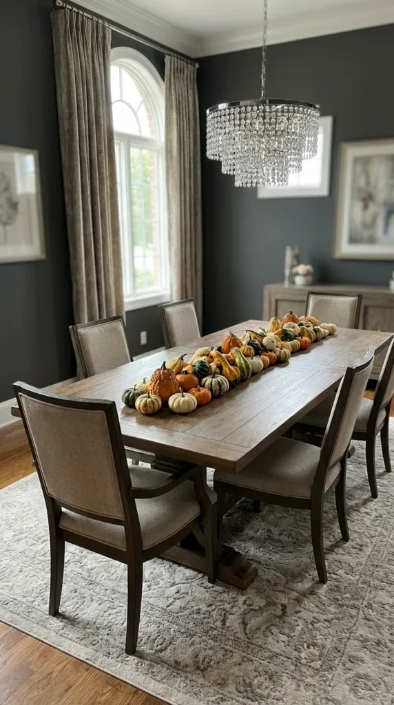 Mini Gourds Clustered Down the Table