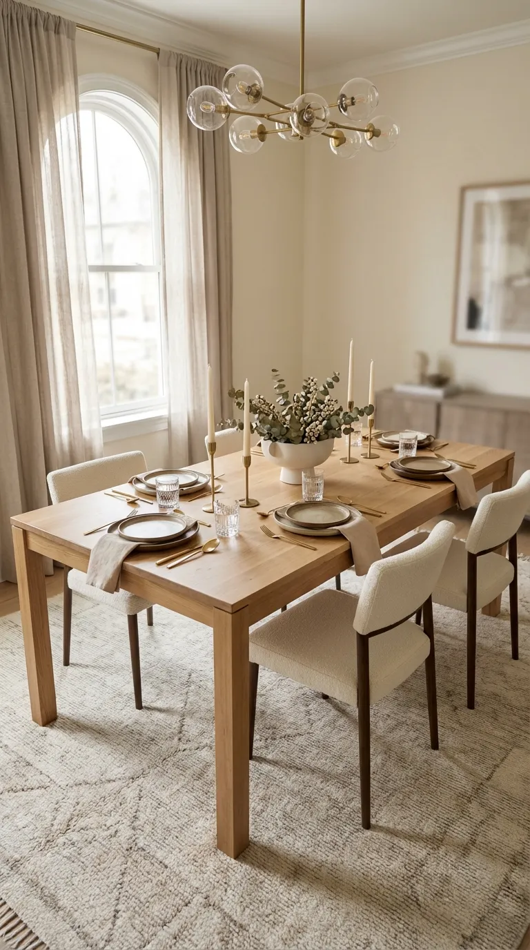 Minimalist Solid Oak Dining Table