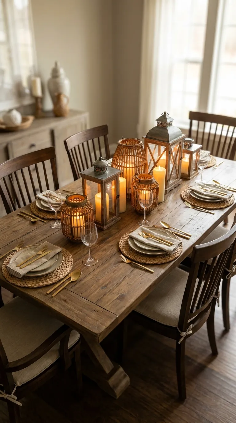 Mixed Size Lanterns And Candle Display