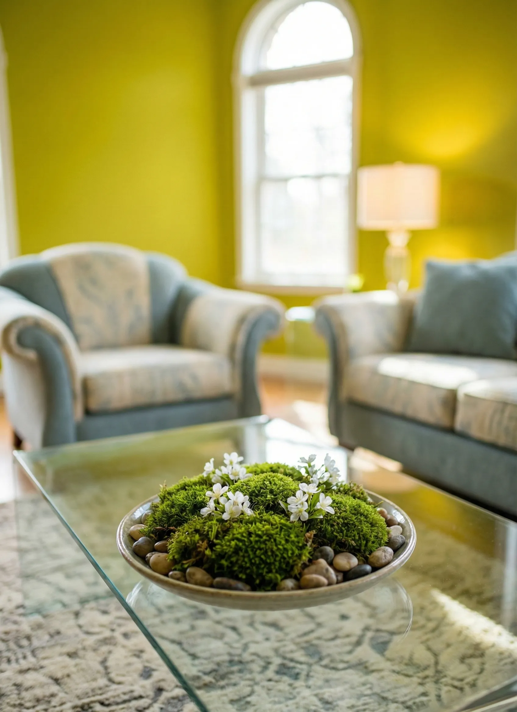 Moss or Greenery Centerpiece for Soft Texture