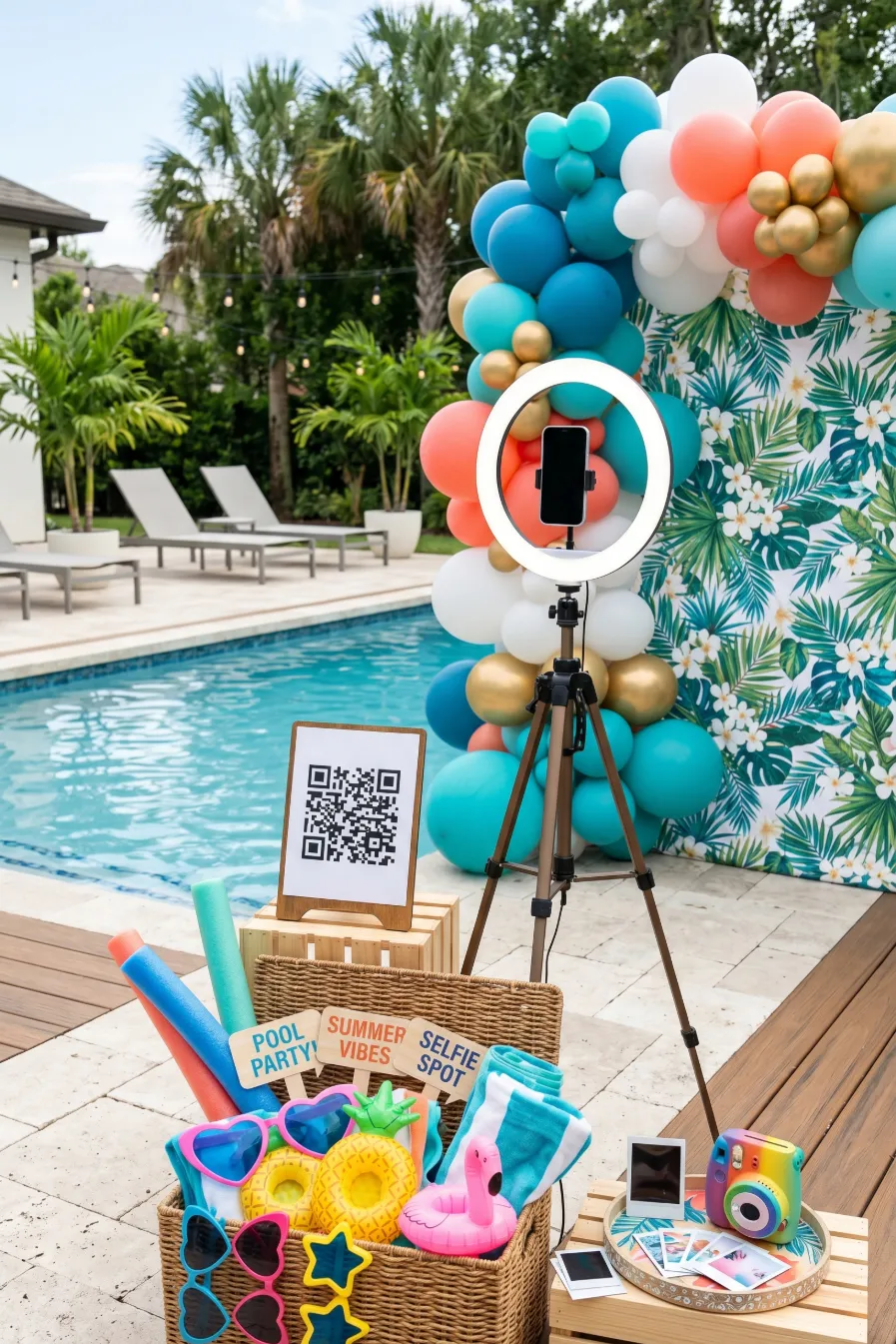 DIY Photo Booth Pool Party Setup