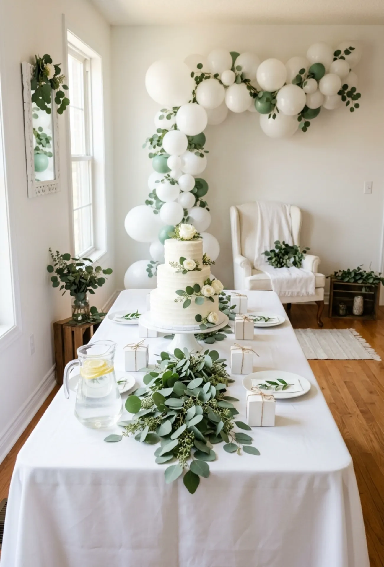 White and Greenery Chic Theme