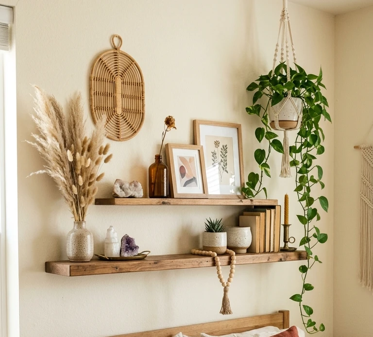 Bedroom Shelf Styling Ideas Above the Bed