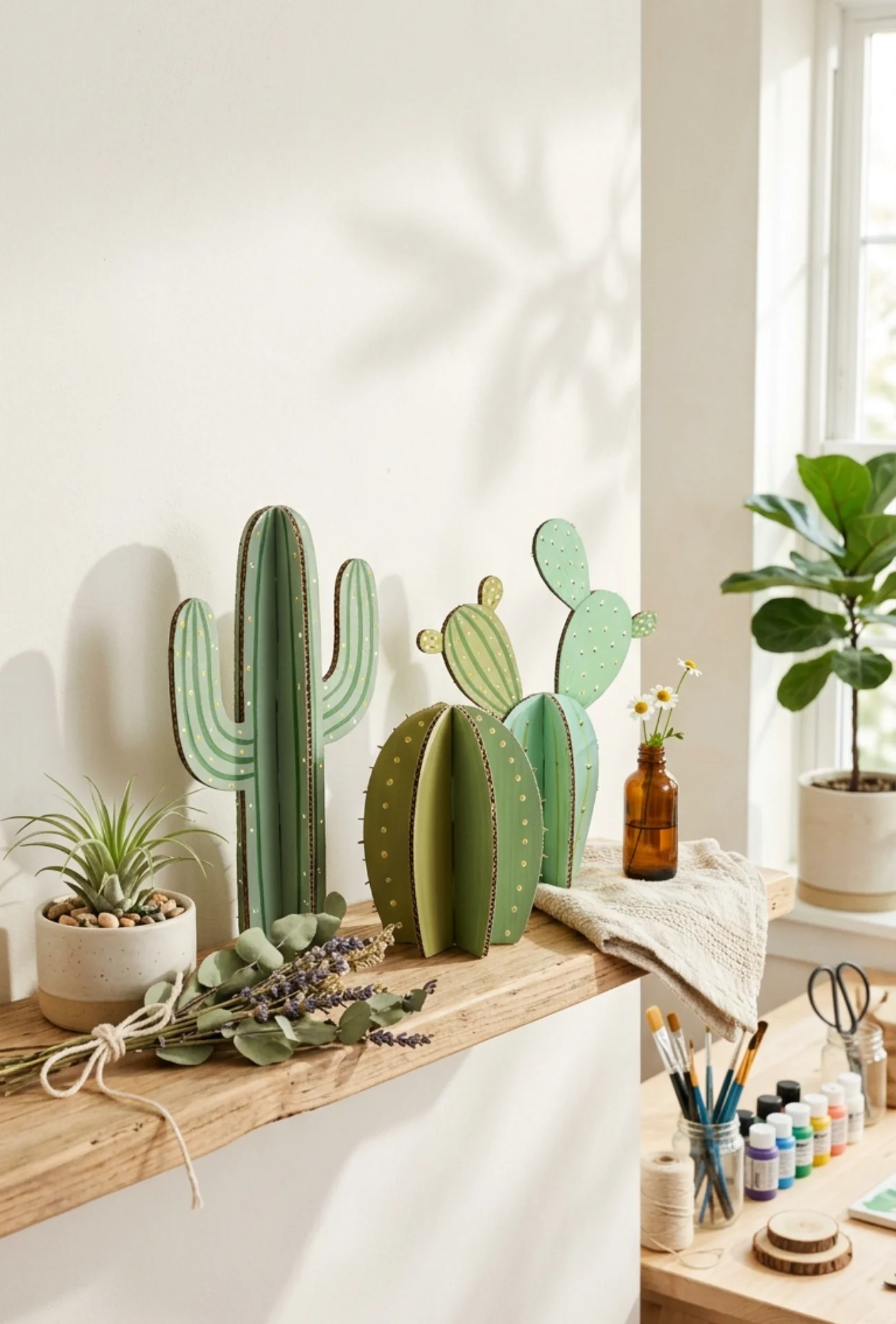 Cardboard Cactus Shelf Decor