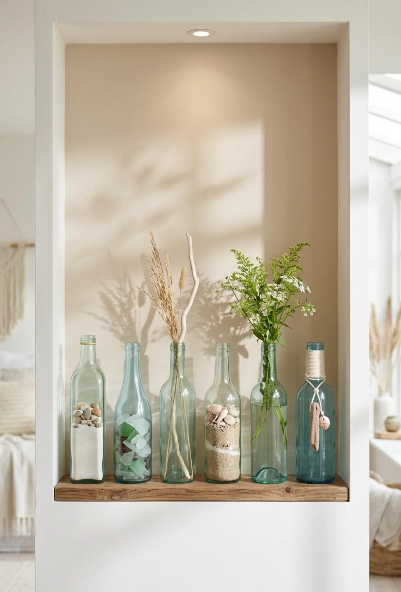 Glass Bottle Beach Vase Display