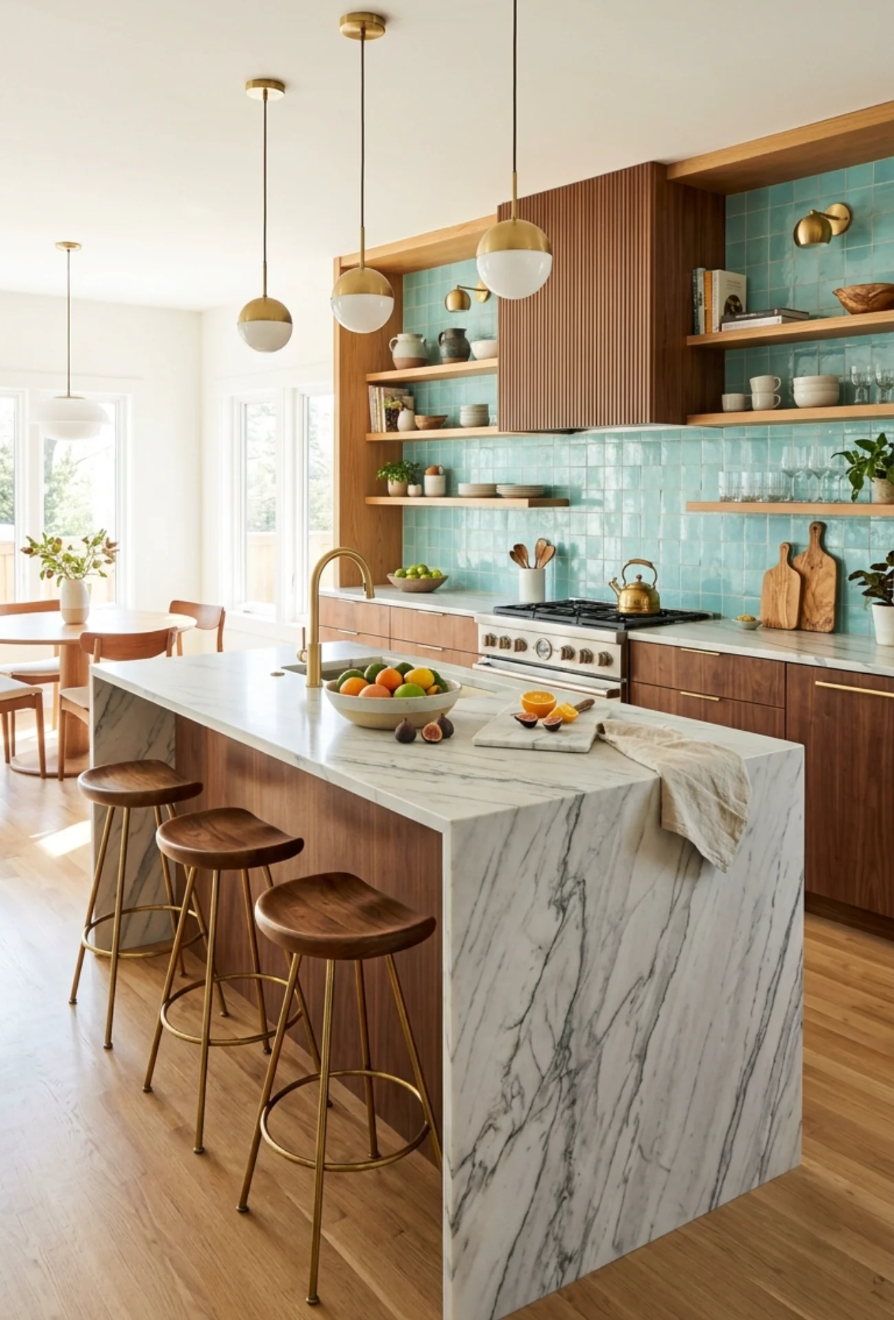 Large Kitchen Island with Waterfall Edges