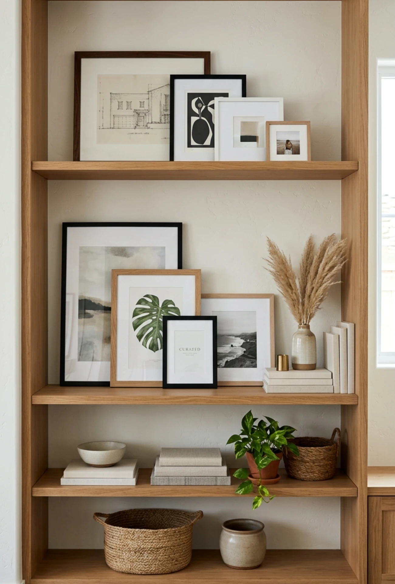Layered Framed Art Leaning Against the Wall