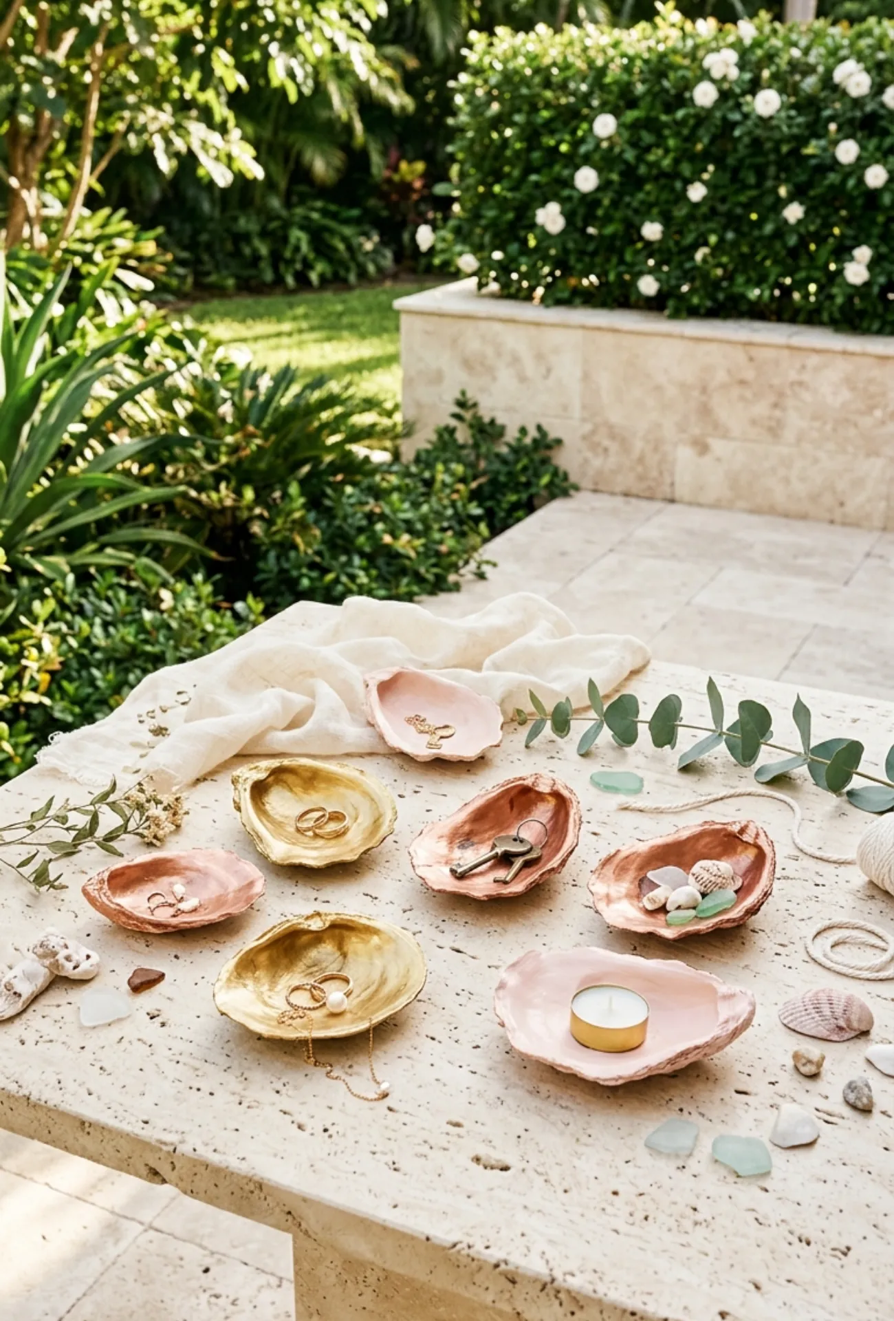 Painted Oyster Shell Trinket Dishes