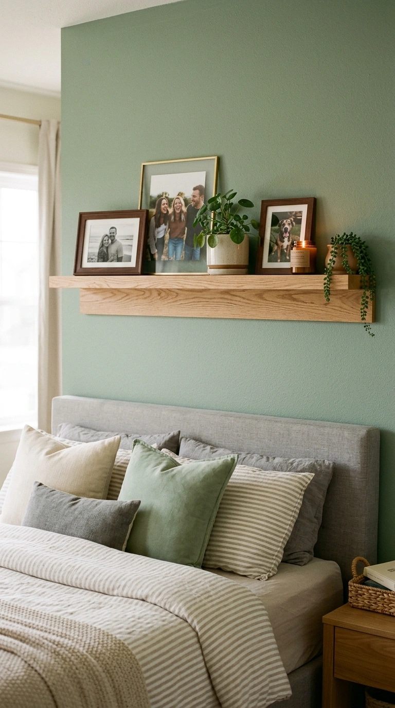 Photo Memory Shelf Above the Bed