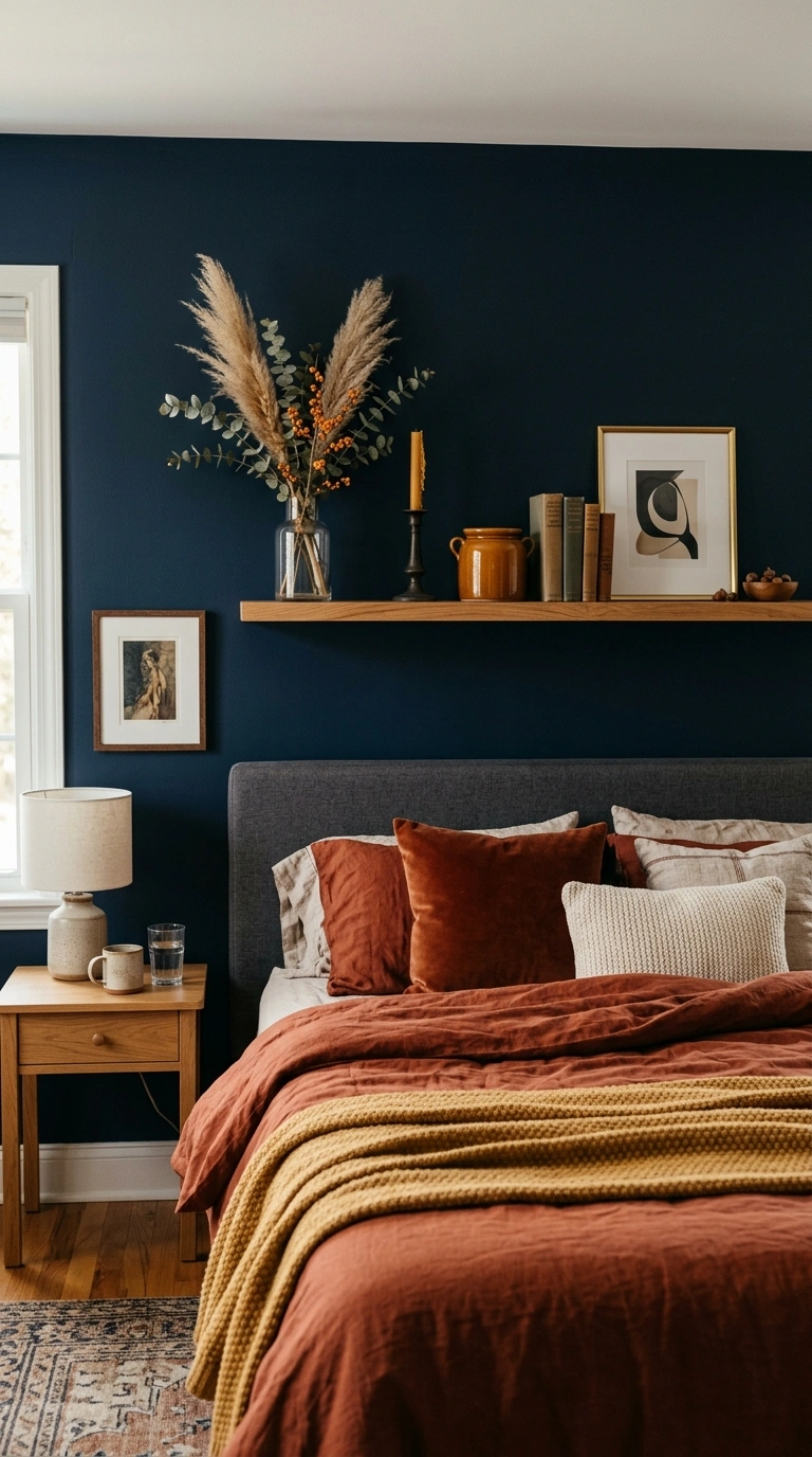 Seasonal Rotating Shelf Above the Bed