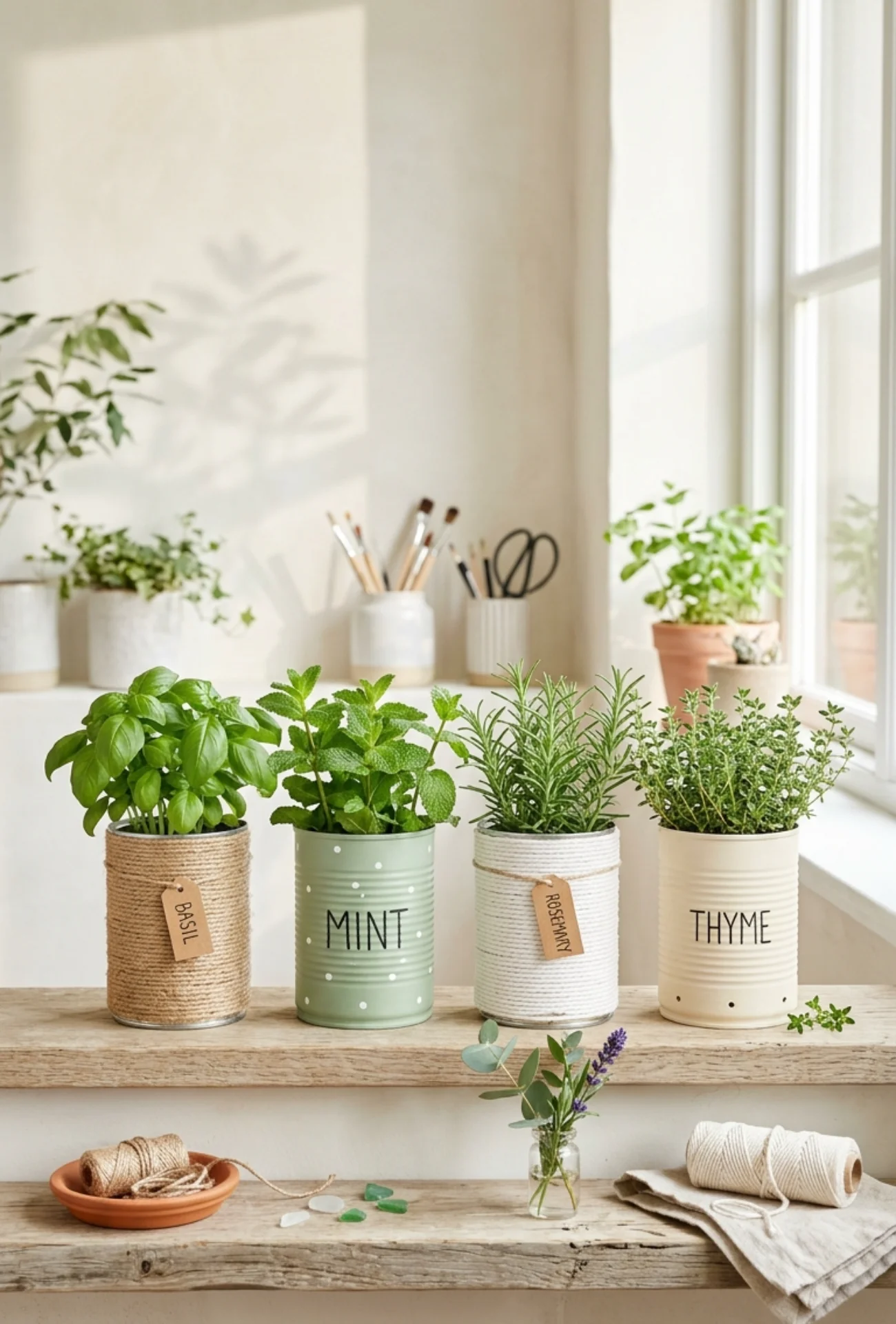 Tin Can Herb Garden Pots